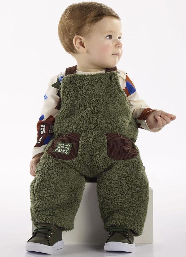 Imagem principal Conjunto com Body e Jardineira Verde Três e Já Três e Já