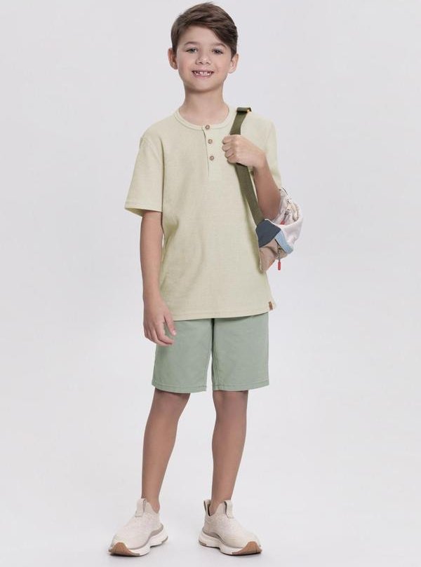 Imagem principal Conjunto com Camisa e Bermuda de Sarja Verde Alakazoo Alakazoo