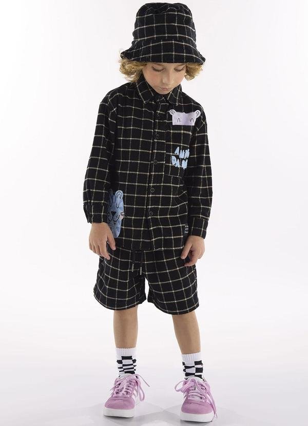 Imagem principal Conjunto com Camisa e Bermuda Preto Três e Já Três e Já