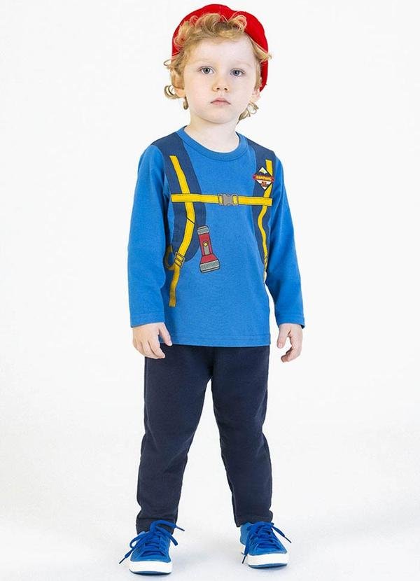 Conjunto em Meia Malha e Moletinho Azul