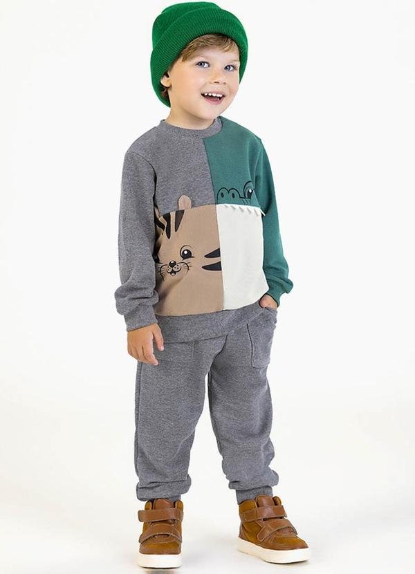 Conjunto em Moletinho Cinza