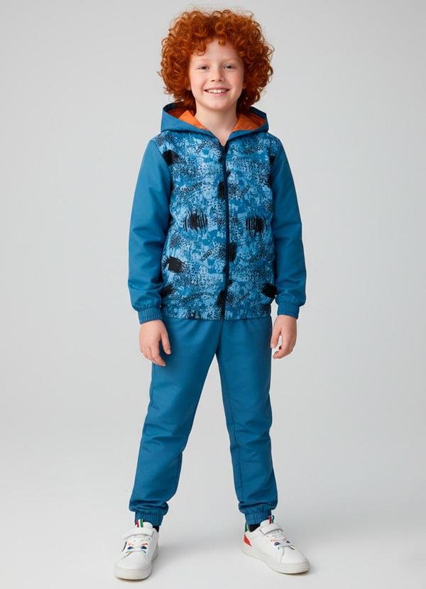 Conjunto Masculino Corta Vento C/Capuz Azul