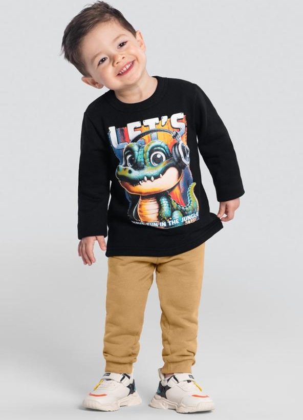 Imagem principal Conjunto Menino Dinossauro Marrom Brandili Brandili