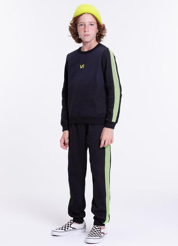 Imagem principal Conjunto Moletom Infantil Faixa Neon Preto VIDA COSTEIRA VIDA COSTEIRA