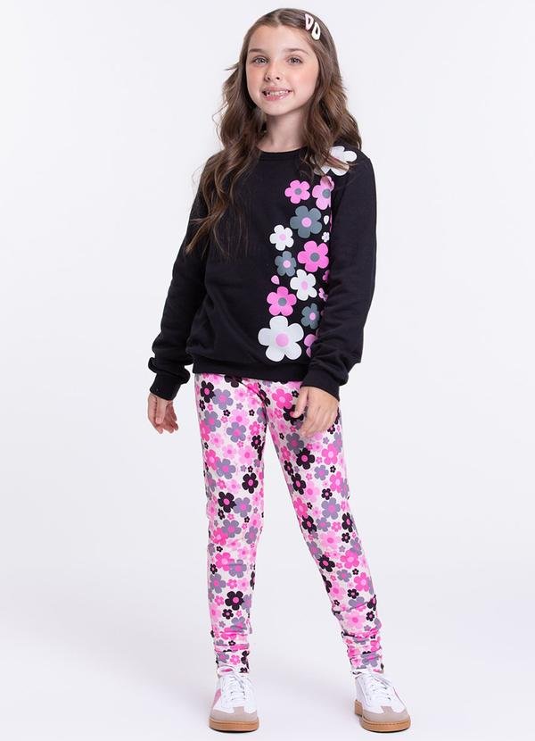 Imagem principal Conjunto Moletom Infantil Florzinhas Preto VIDA COSTEIRA VIDA COSTEIRA