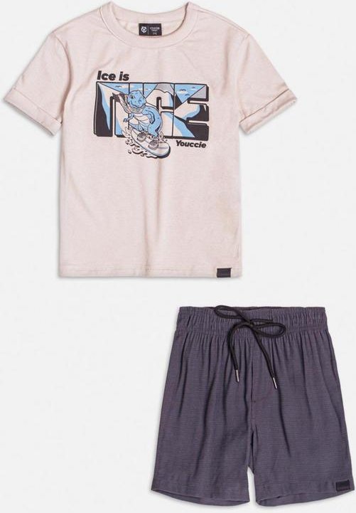 Conjunto Off White de Dinossauro de Moletom Cru