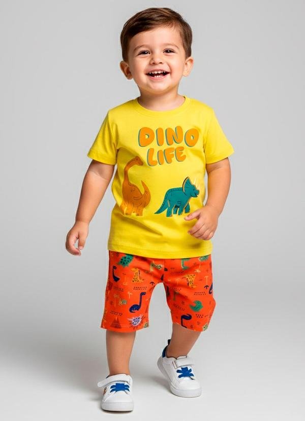 Imagem principal Conj Inf Masc Dino Life Amarelo Turminha Turminha