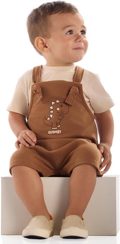 Imagem principal Conjunto Bebê Camiseta e Jardineira Quimby Bege Quimby