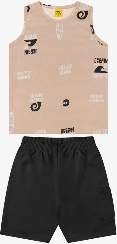 Imagem principal Conjunto Bermuda com Machão Masculino Marrom Rovi Kids Rovi Kids