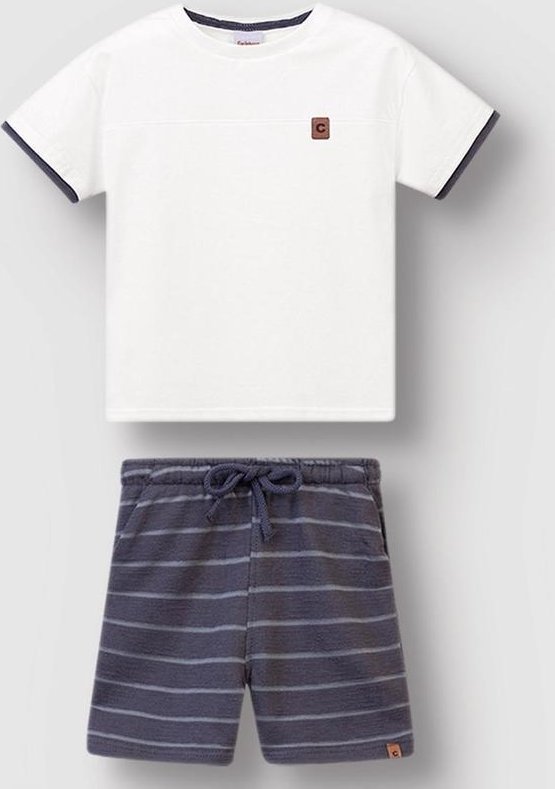 Imagem principal Conjunto Bermuda Listrada Branco Carinhoso Carinhoso