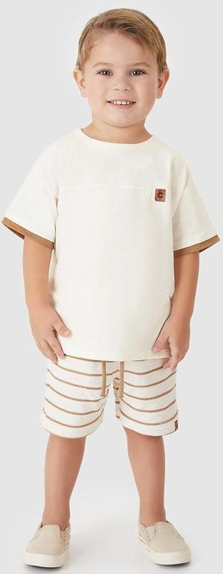 Imagem principal Conjunto Bermuda Listrada Off White Carinhoso Carinhoso