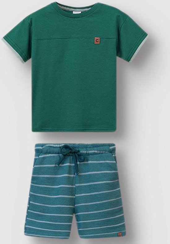 Imagem principal Conjunto Bermuda Listrada Verde Carinhoso Carinhoso