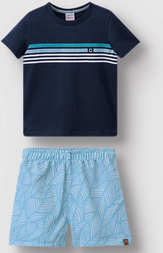 Imagem principal Conjunto Bermuda Tropical Azul Marinho Carinhoso Carinhoso