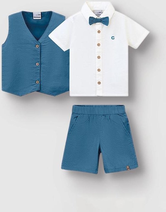 Imagem principal Conjunto Camisa com Bordado Menino Branco Carinhoso Carinhoso