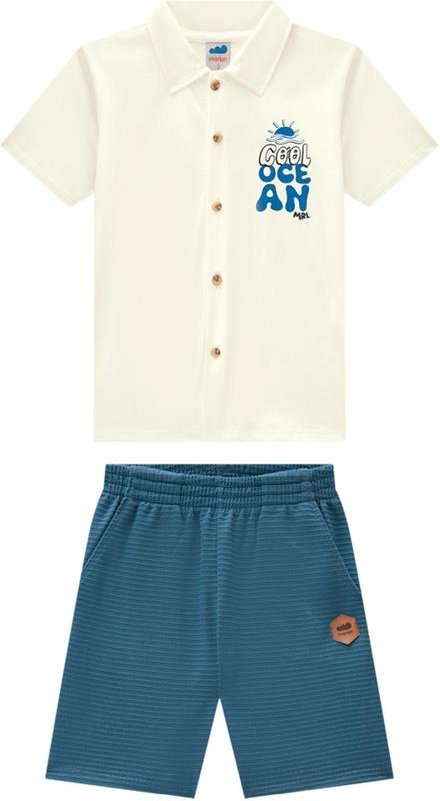 Imagem principal Conjunto Camisa e Bermuda Listra Bege Marlan Marlan