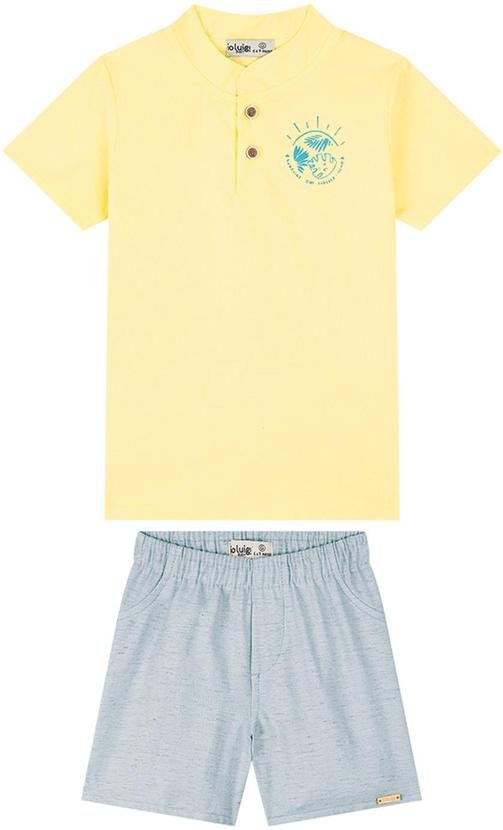 Imagem principal Conjunto Camisa e Bermuda Tecido Linho Amarelo Ioluig Ioluig