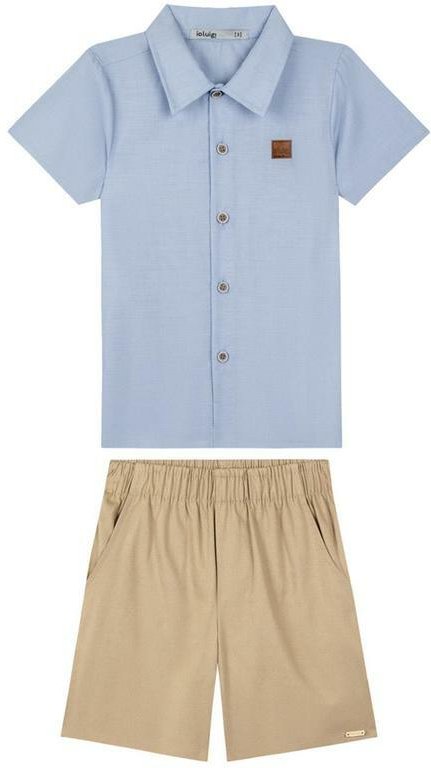 Imagem principal Conjunto Camisa em Tricoline e Bermuda Azul Ioluig Ioluig