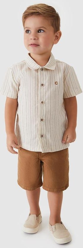 Imagem principal Conjunto Camisa Listrada Menino Off White Carinhoso Carinhoso
