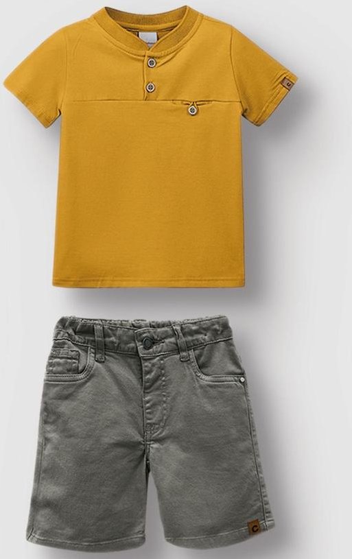 Imagem principal Conjunto Camisa Menino Amarelo Mostarda Carinhoso Carinhoso