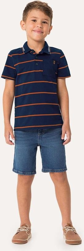 Imagem principal Conjunto Camisa Polo & Bermuda Jeans Azul Marinho Carinhoso Carinhoso