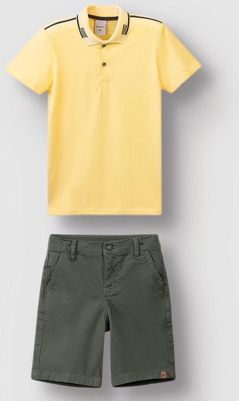 Imagem principal Conjunto Camisa Polo com Sarja Amarelo Carinhoso Carinhoso