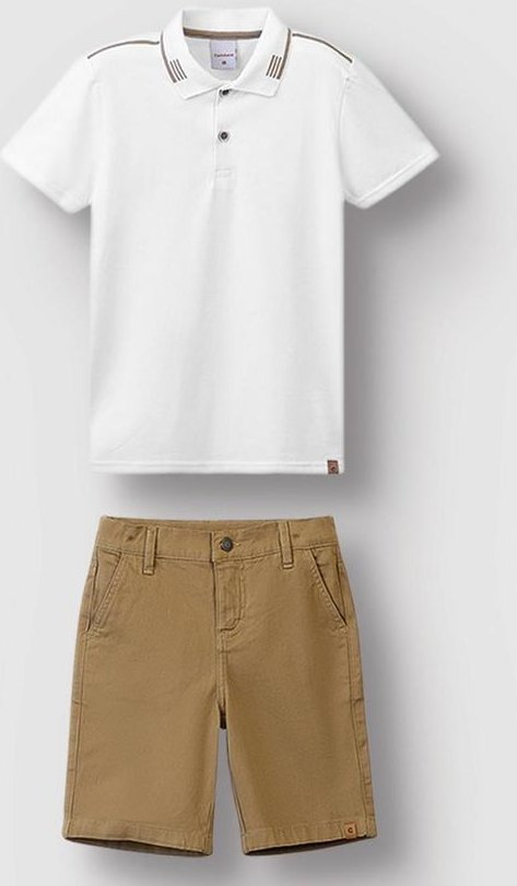 Imagem principal Conjunto Camisa Polo com Sarja Branco Carinhoso Carinhoso