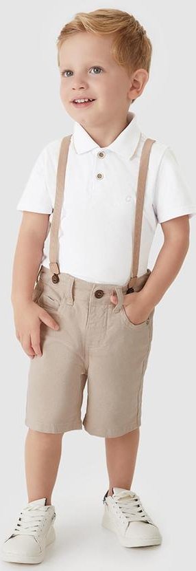 Imagem principal Conjunto Camisa Polo com Suspensório Branco Carinhoso Carinhoso