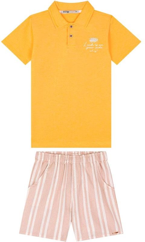 Conjunto Camisa Polo e Bermuda em Sarja Amarelo
