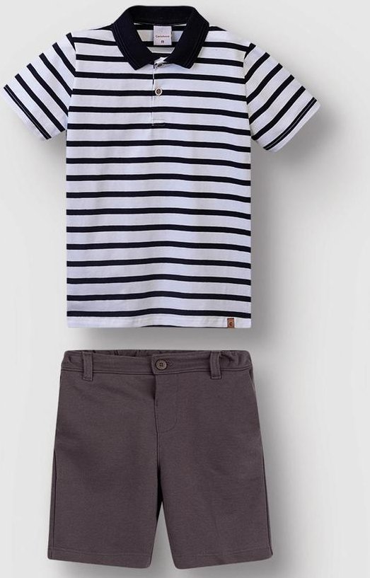 Imagem principal Conjunto Camisa Polo Listrada Vermelho Carinhoso Carinhoso