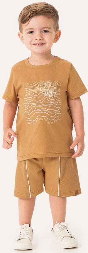 Imagem principal Conjunto Camiseta & Bermuda em Moletinho Caramelo Carinhoso Carinhoso