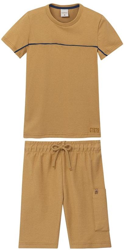 Imagem principal Conjunto Camiseta & Bermuda em Moletom Caramelo Carinhoso Carinhoso