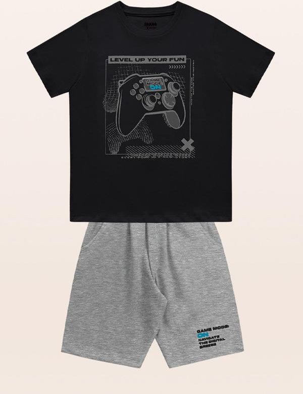 Imagem principal Conjunto Camiseta/Bermuda Preto Fakini Kids Fakini Kids