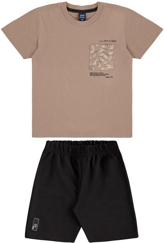 Imagem principal Conjunto Camiseta Bolso Bermuda Marrom Bee Loop Bee Loop