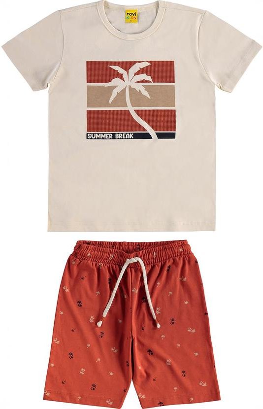 Imagem principal Conjunto Camiseta com Bermuda Meia Malha Bege Rovi Kids Rovi Kids