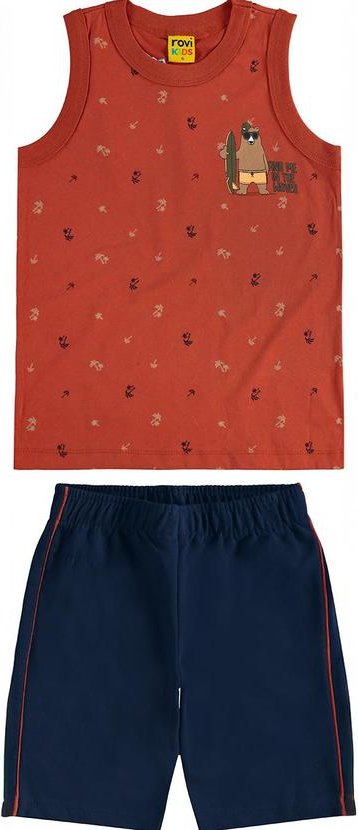 Imagem principal Conjunto Camiseta com Bermuda Meia Malha Laranja Rovi Kids Rovi Kids