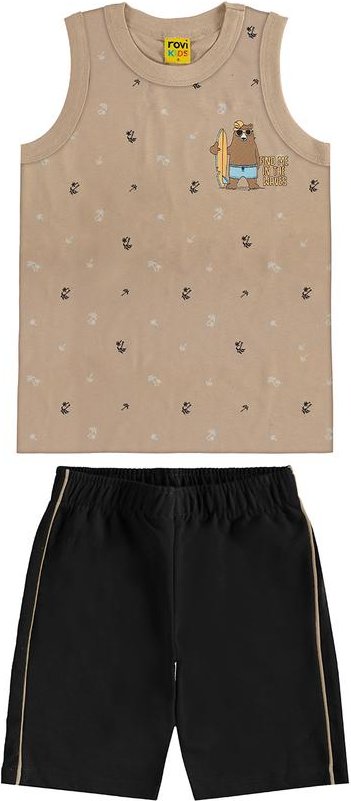 Imagem principal Conjunto Camiseta com Bermuda Meia Malha Marrom Rovi Kids Rovi Kids