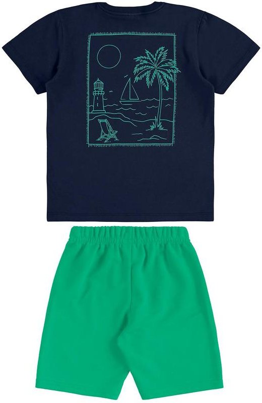 Conjunto Camiseta e Bermuda Bee Loop Azul