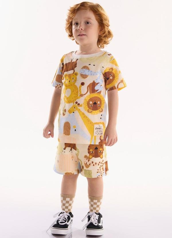 Imagem principal Conjunto Camiseta e Bermuda Bege Três e Já Três e Já