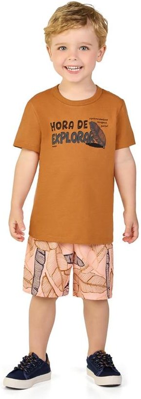 Imagem principal Conjunto Camiseta e Bermuda em Microfibra Marrom Marlan Marlan