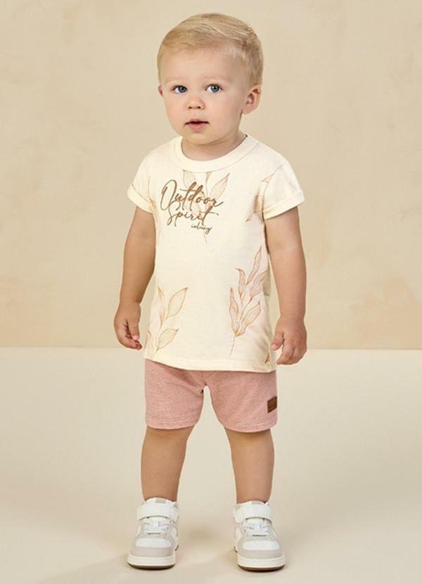 Imagem principal Conjunto Camiseta e Bermuda em Moletinho 3d Bege Ioluig Ioluig