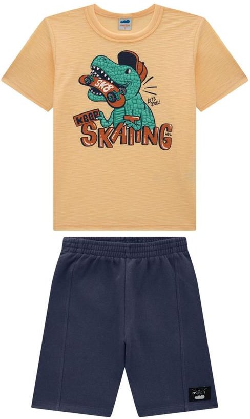 Imagem principal Conjunto Camiseta e Bermuda em Moletinho Amarelo Marlan Marlan