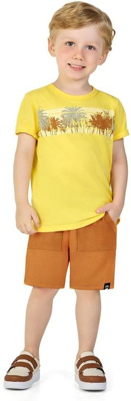 Imagem principal Conjunto Camiseta e Bermuda em Moletinho Amarelo Marlan Marlan