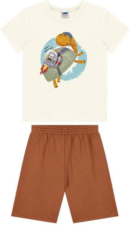 Imagem principal Conjunto Camiseta e Bermuda em Moletinho Bege Marlan Marlan