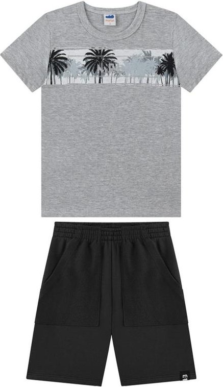 Imagem principal Conjunto Camiseta e Bermuda em Moletinho Cinza Marlan Marlan