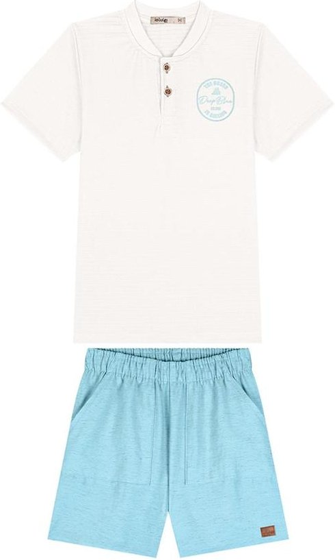 Conjunto Camiseta e Bermuda em Tecido Linho Bege