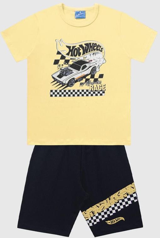 Imagem principal Conjunto Camiseta e Bermuda Hot Wheels Amarelo Fakini Kids Fakini Kids