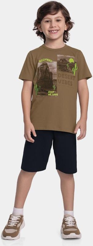 Imagem principal Conjunto Camiseta e Bermuda Marrom Fakini Kids Fakini Kids