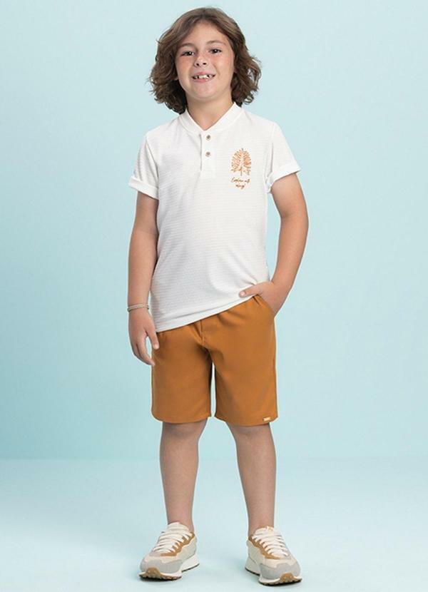 Conjunto Camiseta e Bermuda Sarja Elastano Bege