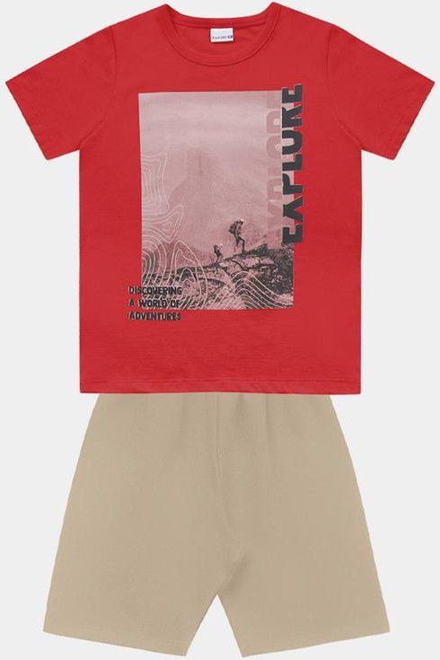 Imagem principal Conjunto Camiseta e Bermuda Vermelho Fakini Kids Fakini Kids
