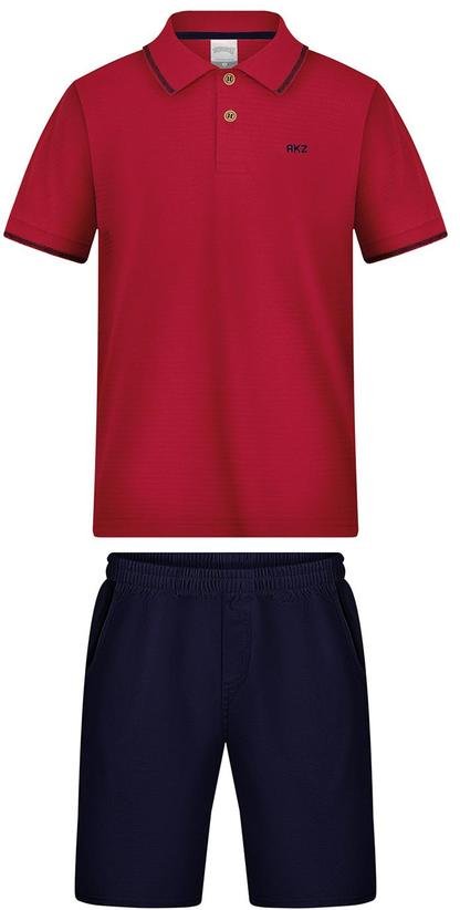 Imagem principal Conjunto com Bermuda e Camisa Polo Vermelho Alakazoo Alakazoo